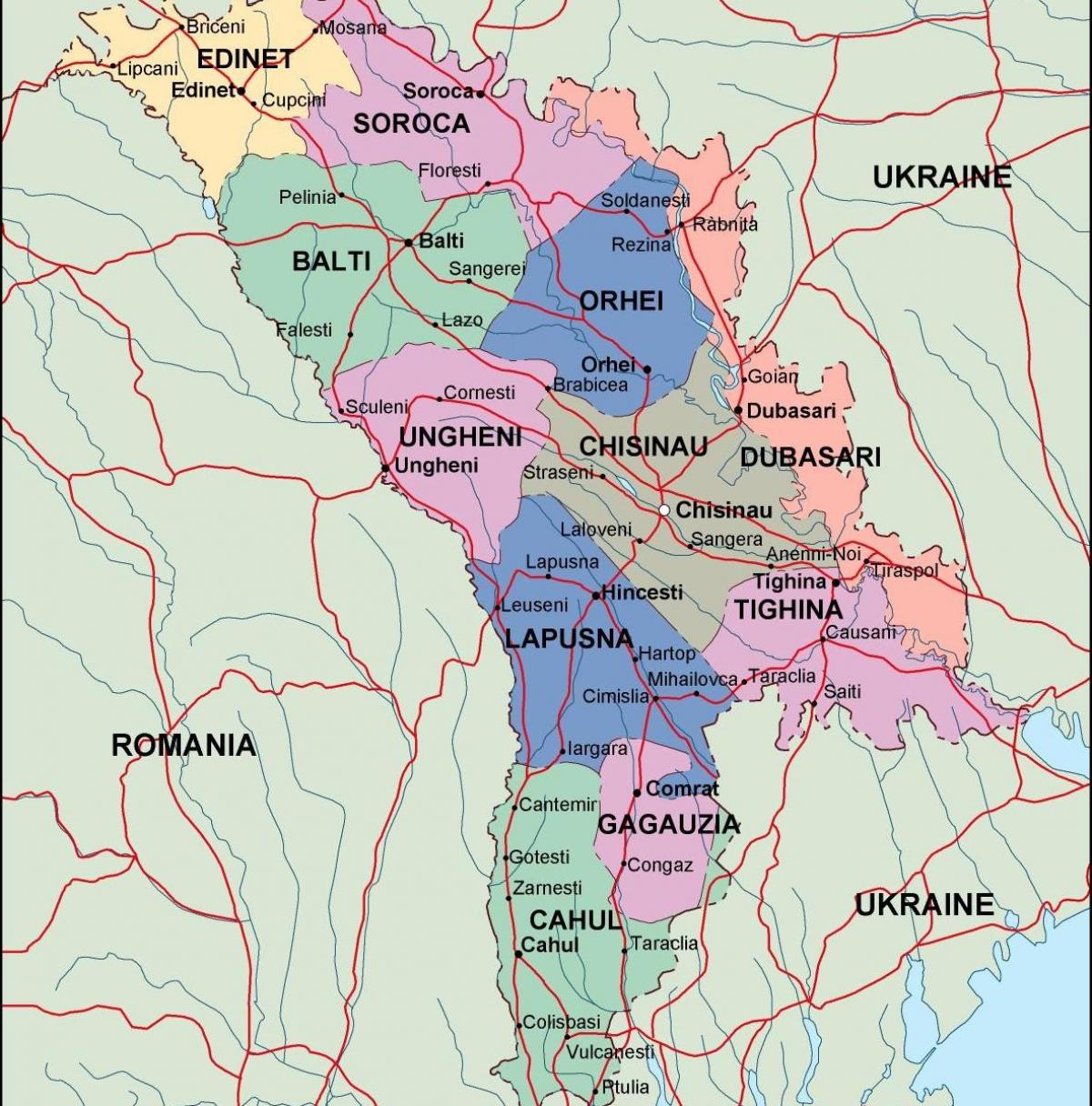 Mapa de Moldàvia política